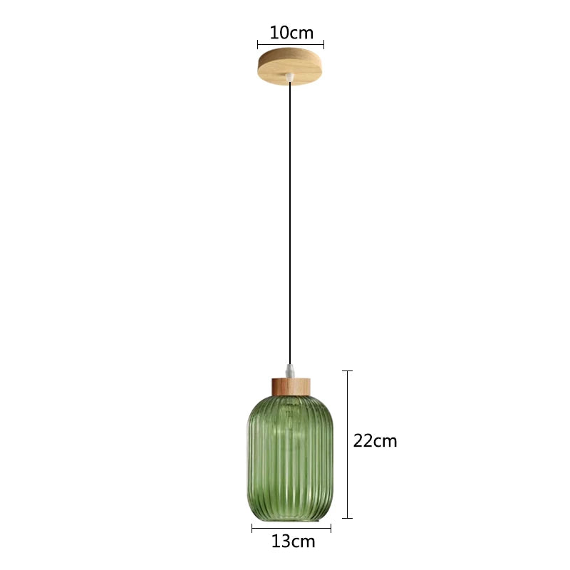 Suspension verre blanc rainuré et bois boule design vintage