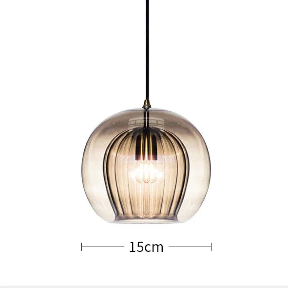 Suspension vintage double cloche en verre