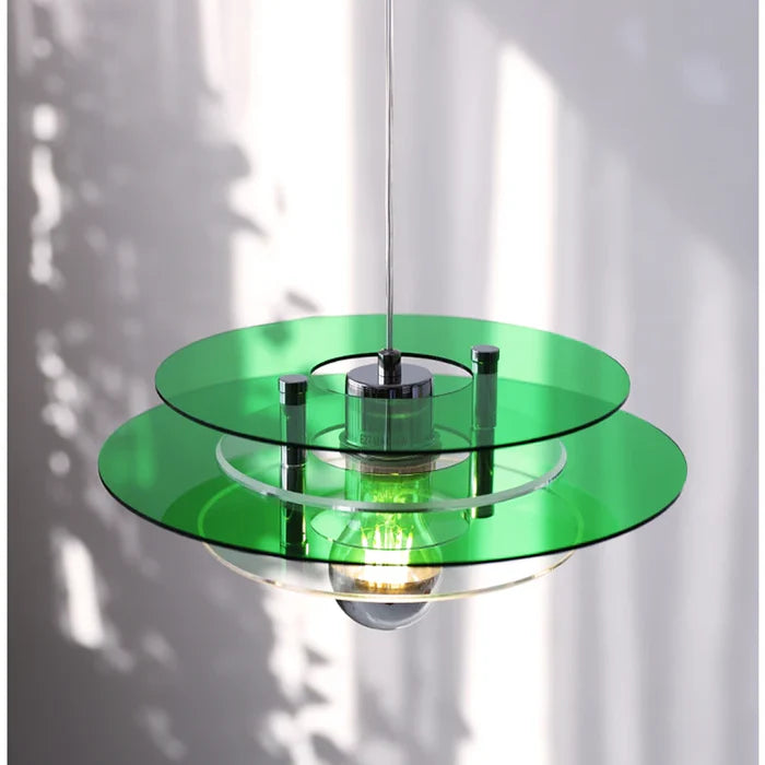 Suspension vintage triple plateaux colorés