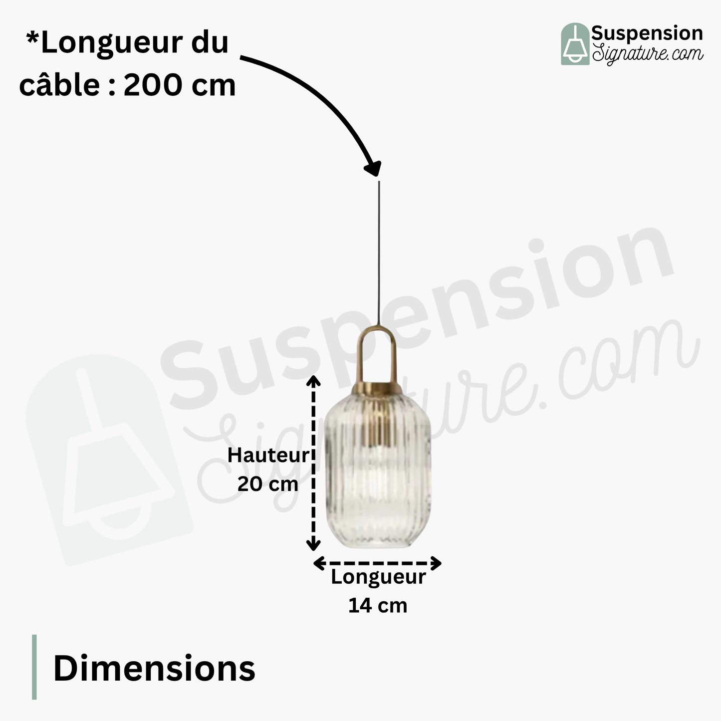 Suspension art déco en verre cannelé design cylindrique