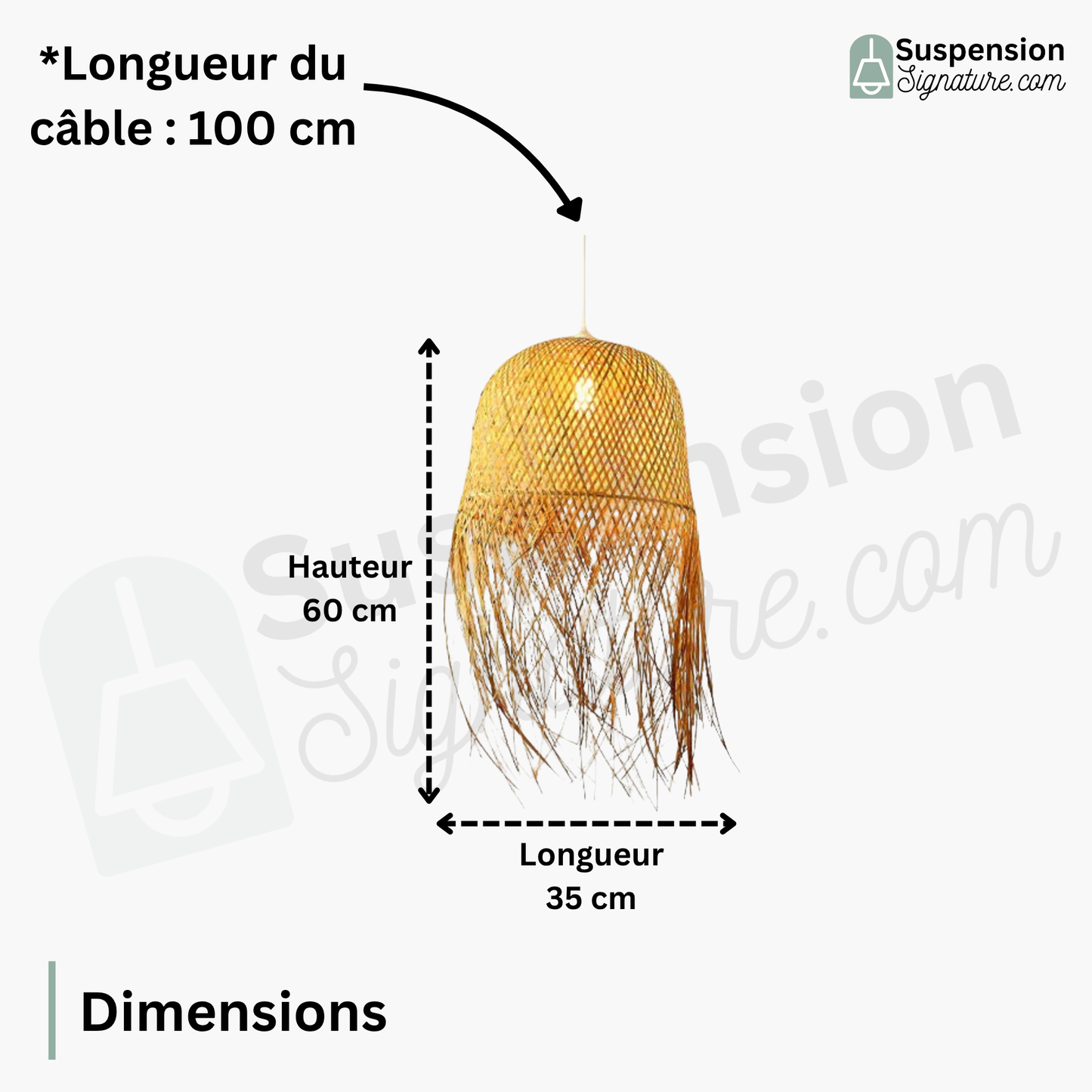 Suspension bambou longue pendante design vintage