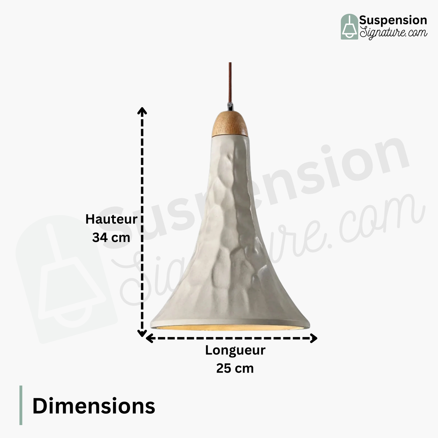 Suspension cloche allongée rainurée terre cuite scandinave