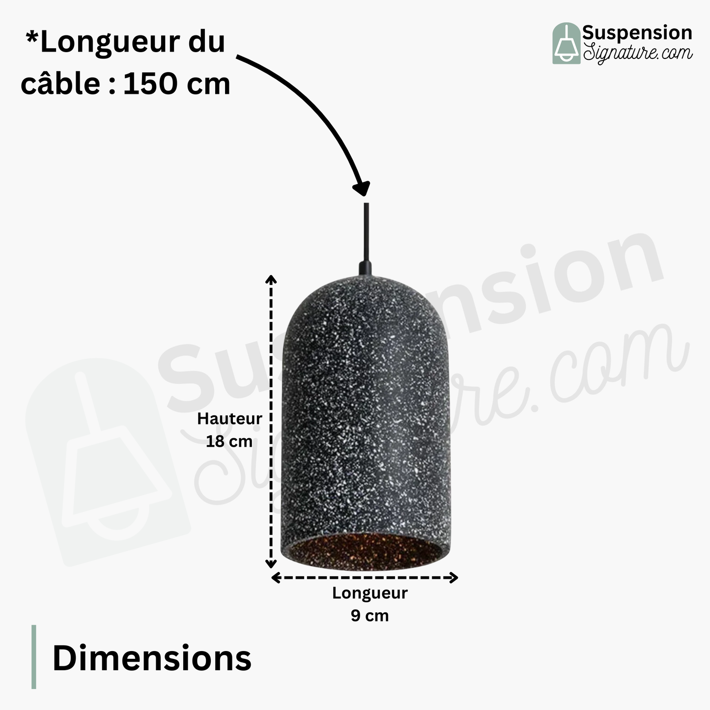Suspension cloche allongée terrazzo industriel