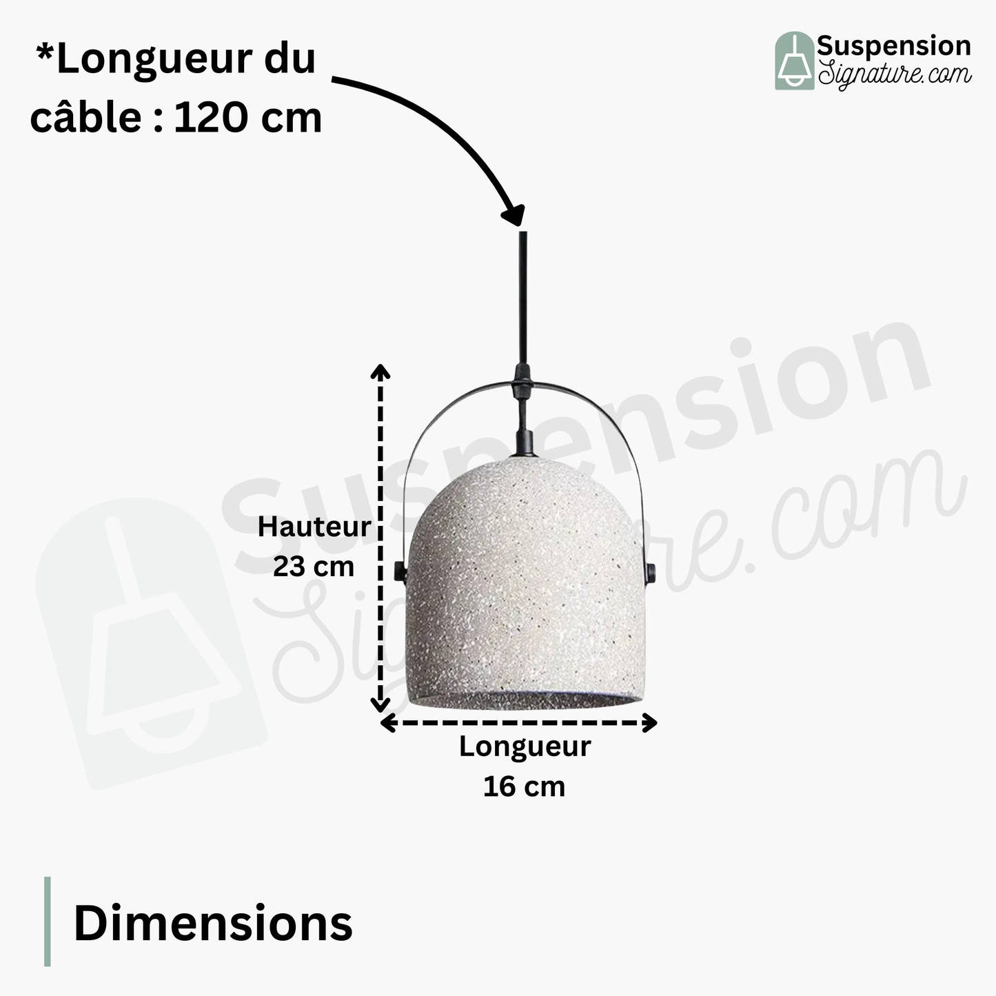 Suspension cloche ciment terrazzo design industriel