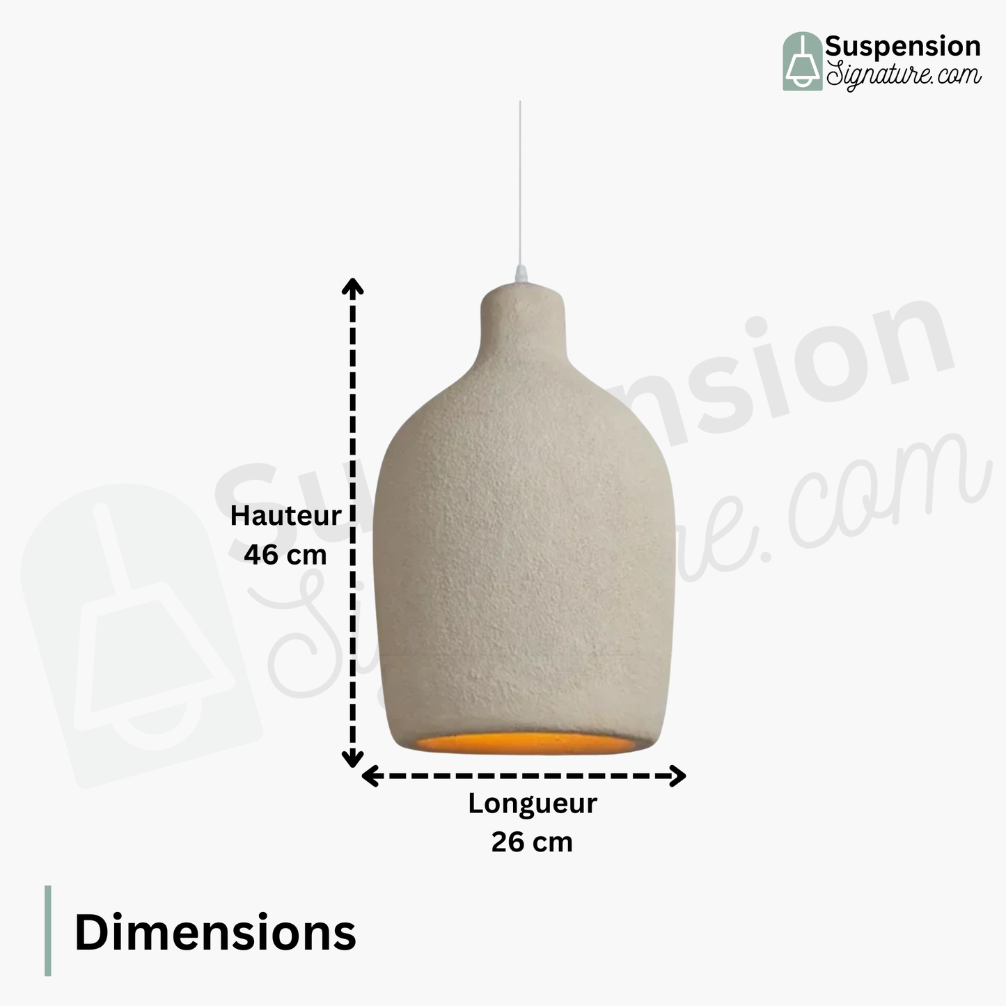 Suspension cloche effet terre cuite beige bohème