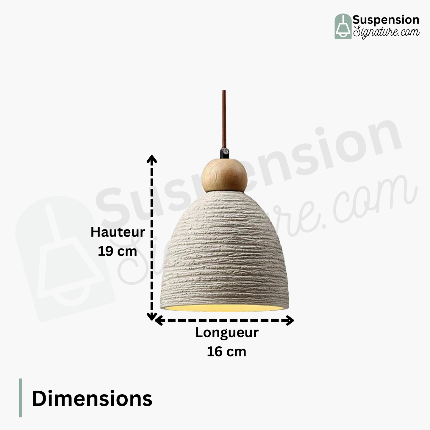 Suspension cloche rainurée terre cuite bois scandinave