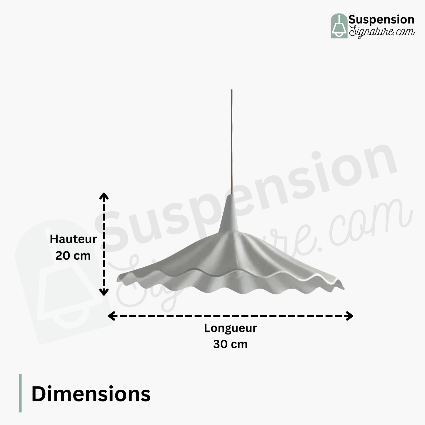 Suspension en céramique blanche ondulée vintage