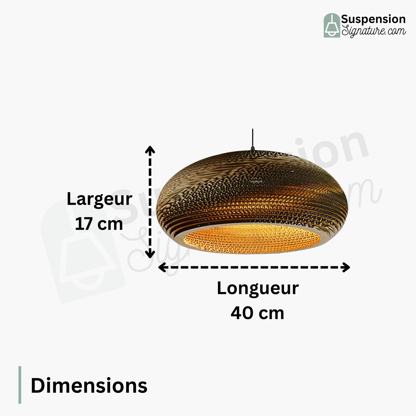 Suspension en papier carton alvéolé globe aplati design scandinave