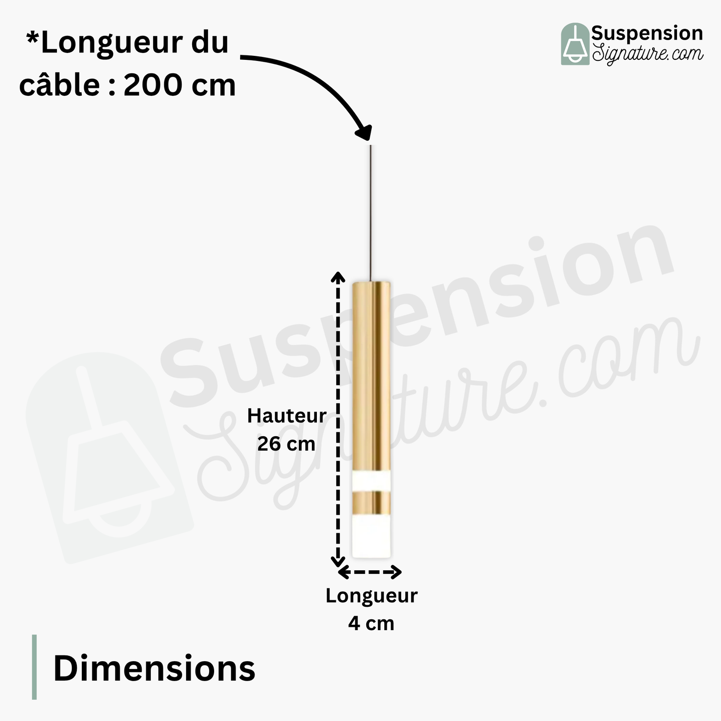 Suspension laiton cylindre doré anneaux lumineux moderne