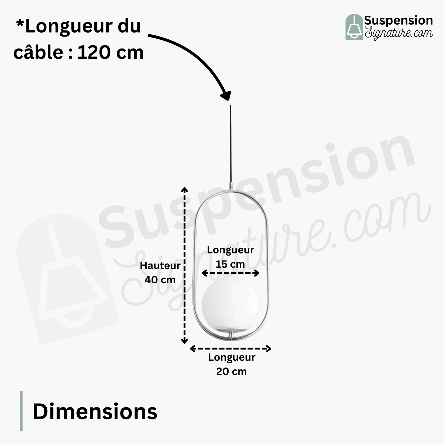 Suspension moderne boule lumineuse ovale en laiton