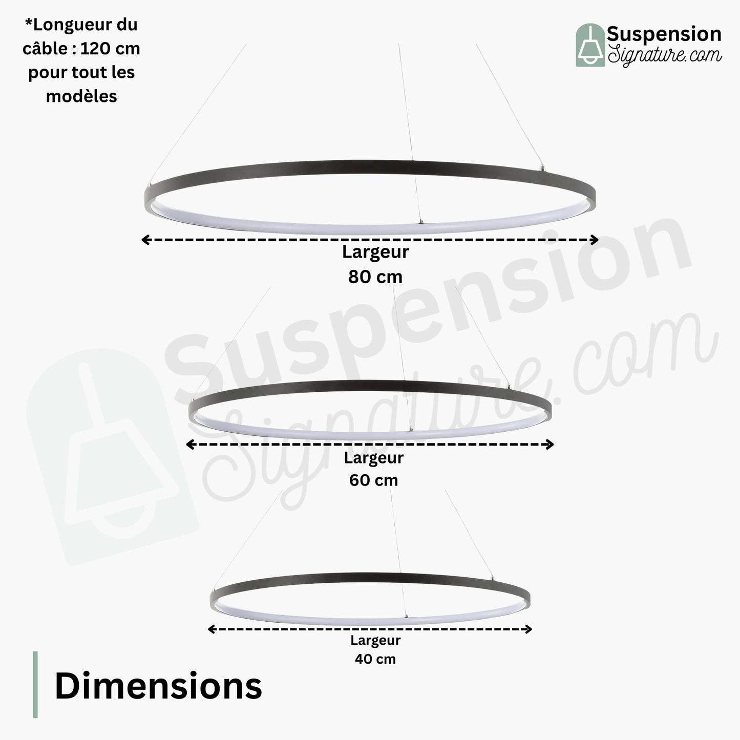 Suspension métal anneau design moderne