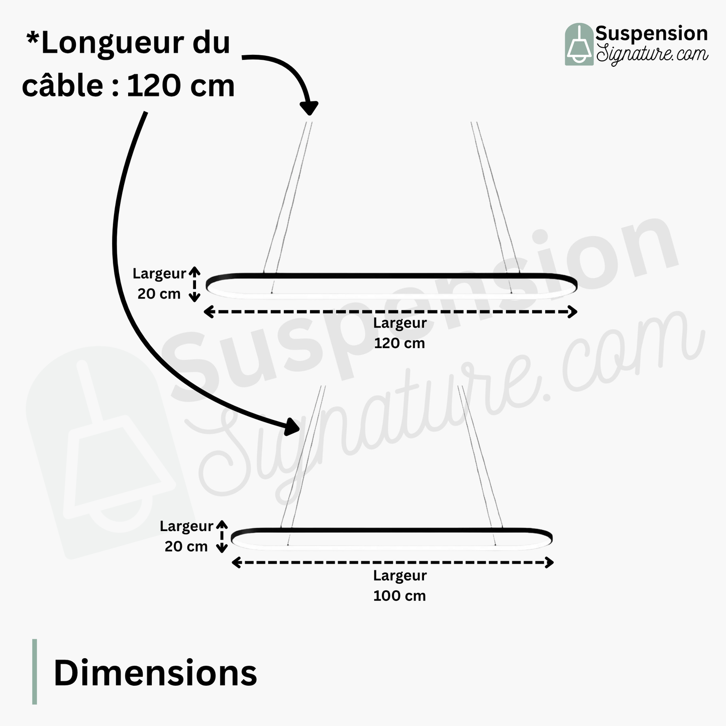 Suspension métal anneau ovale design moderne