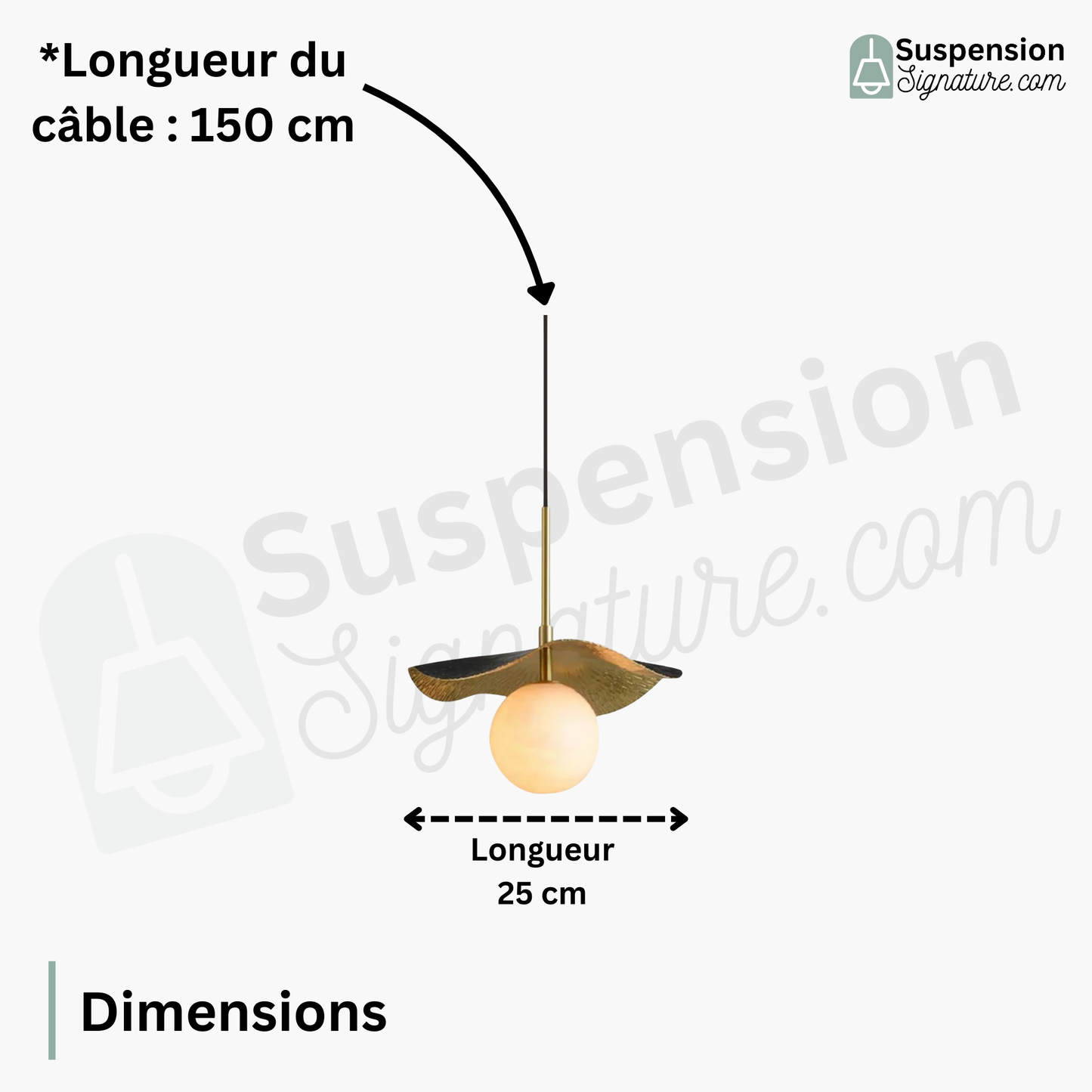 Suspension ondulée en cuivre boule en marbre