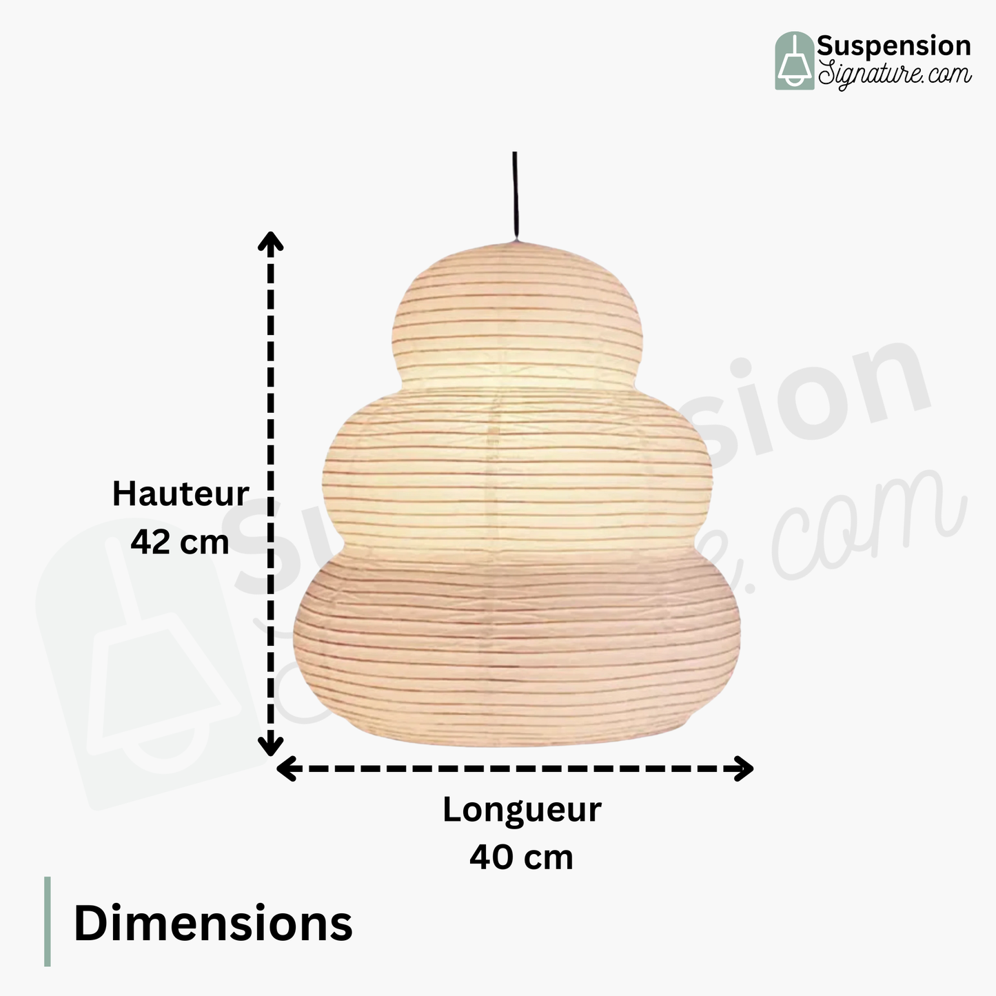 Suspension papier blanc allongée et ondulée style moderne