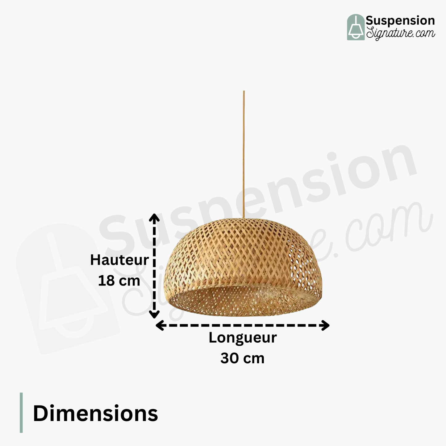 Suspension rotin allongée naturelle vintage
