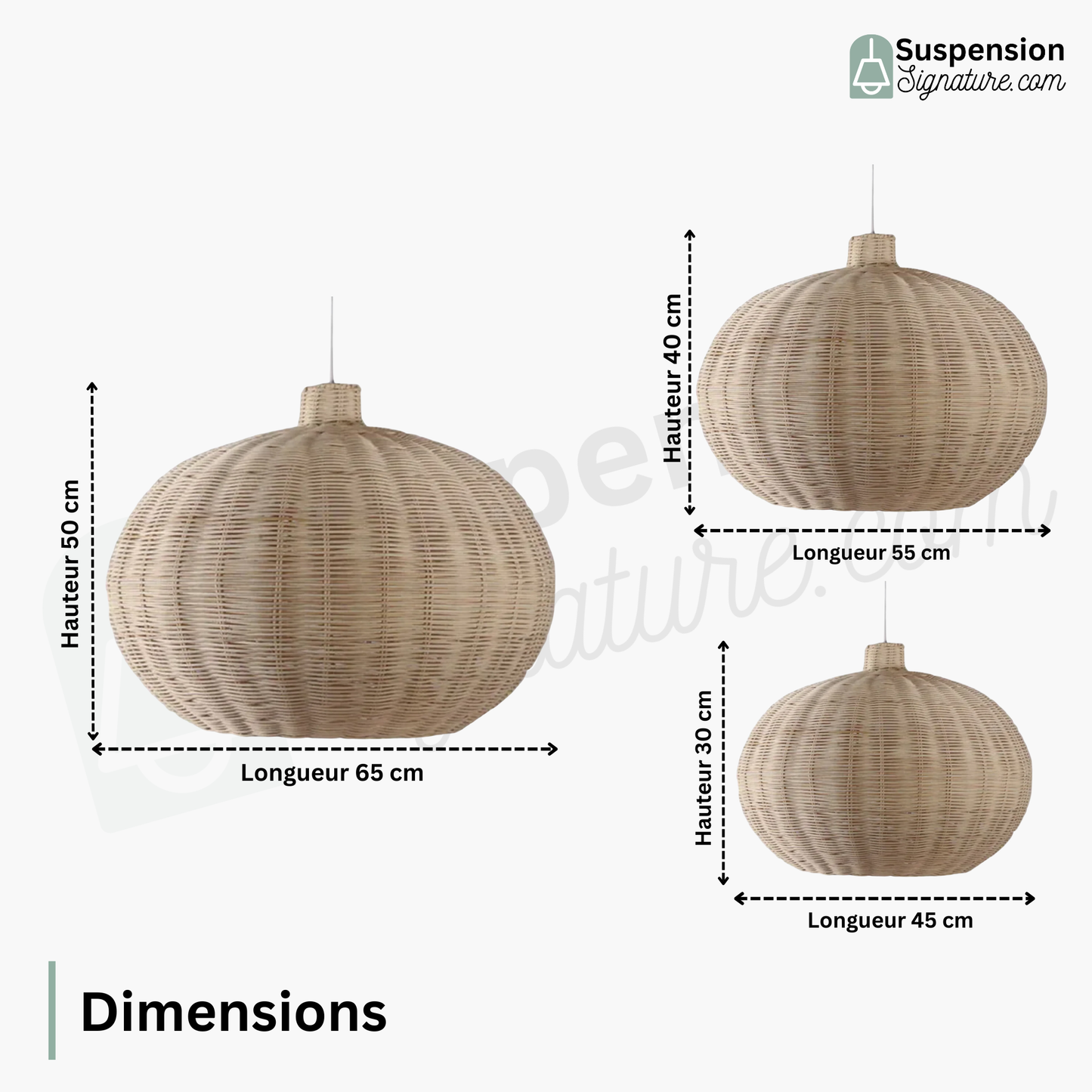 Suspension rotin boule design vintage