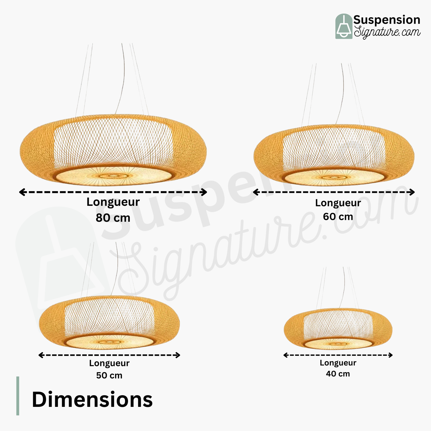 Suspension rotin et bambou ajourée plate design moderne