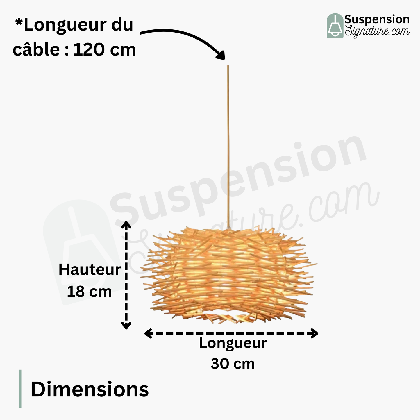 Suspension rotin nid design scandinave