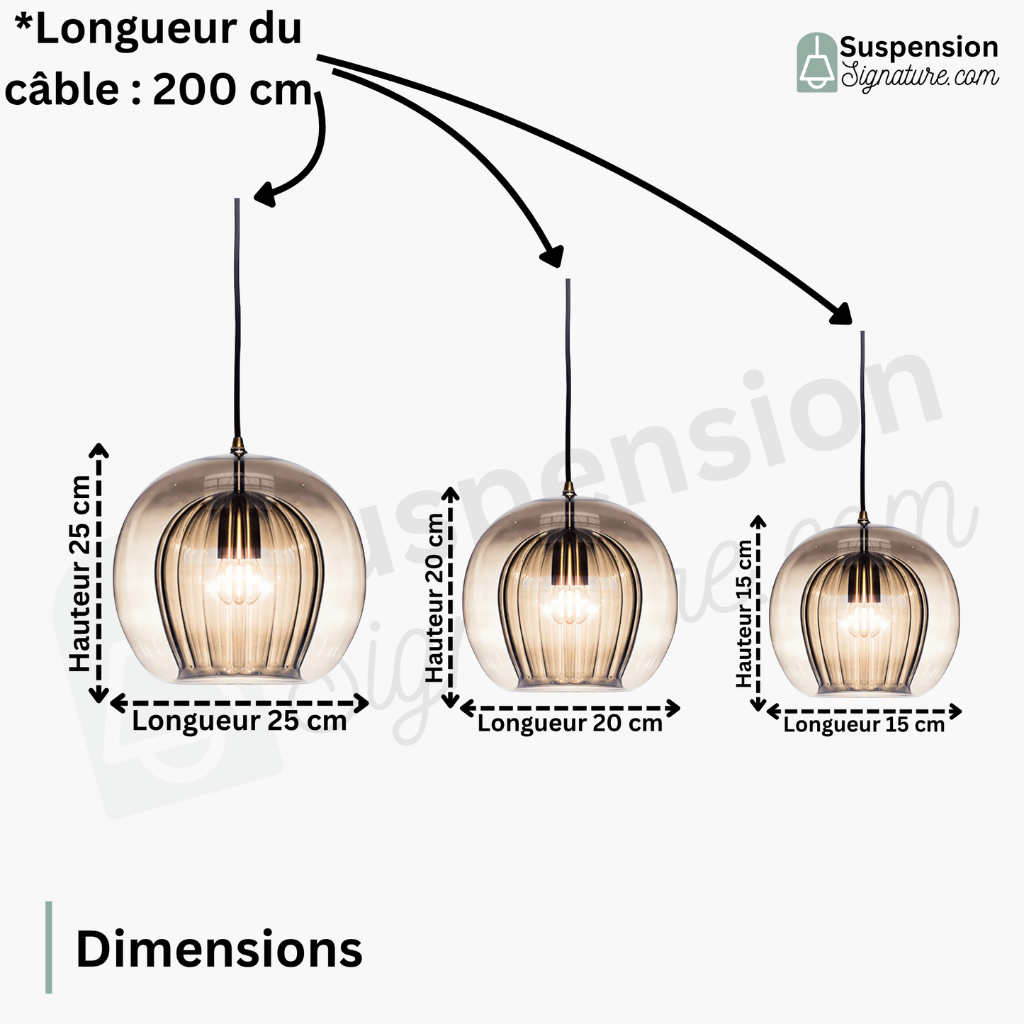 Suspension vintage double cloche en verre