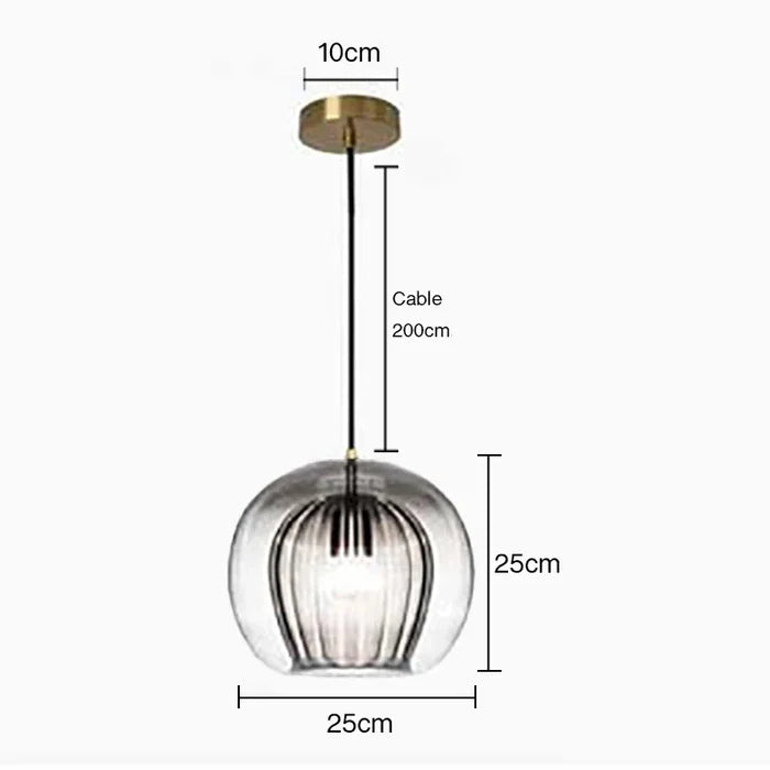 Suspension vintage double cloche en verre