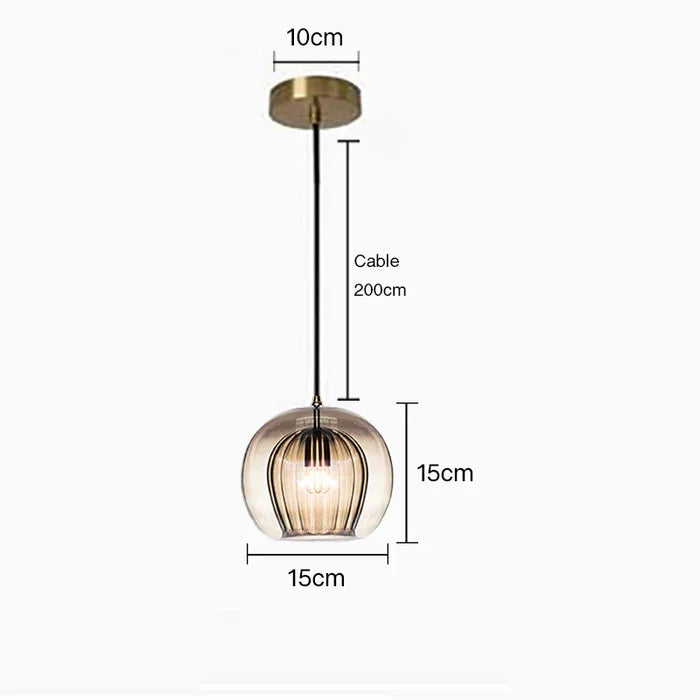 Suspension vintage double cloche en verre