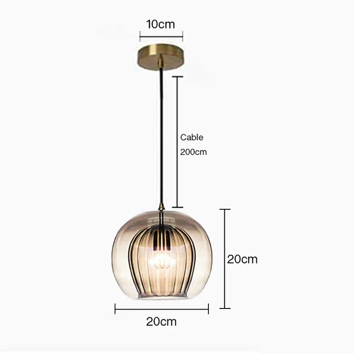 Suspension vintage double cloche en verre