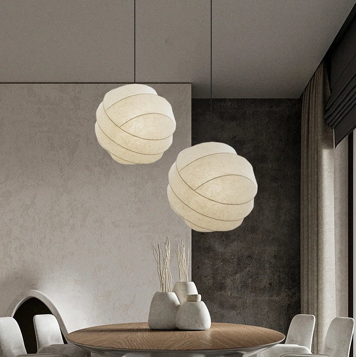 Suspension sphérique en tissu soie design vintage