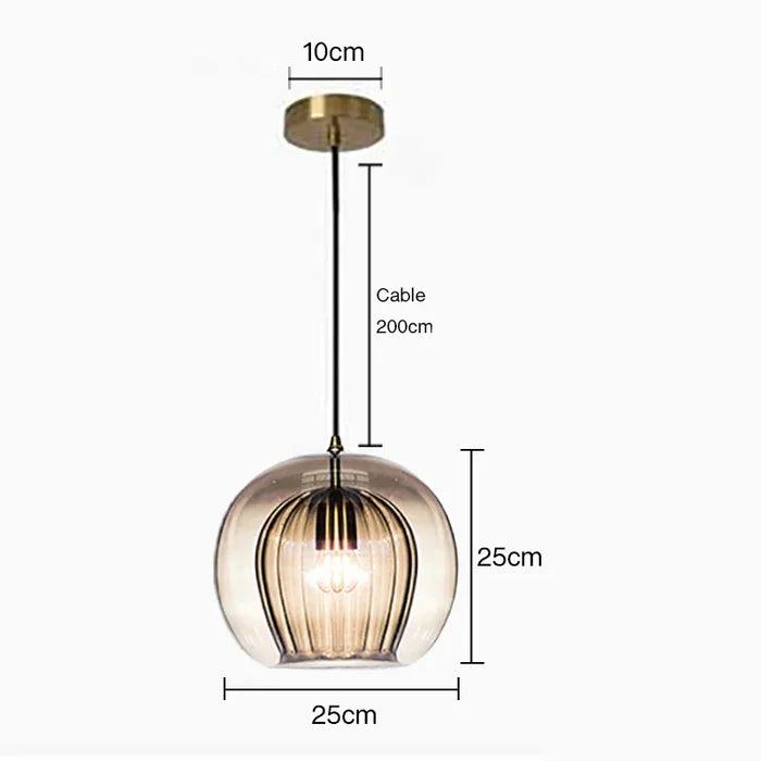 Suspension vintage double cloche en verre