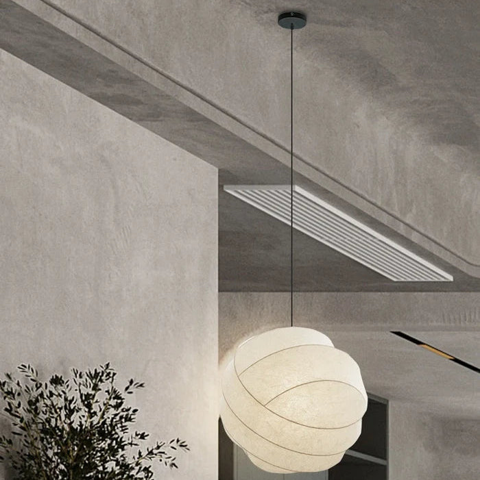 Suspension sphérique en tissu soie design vintage