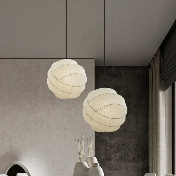 Suspension sphérique en tissu soie design vintage