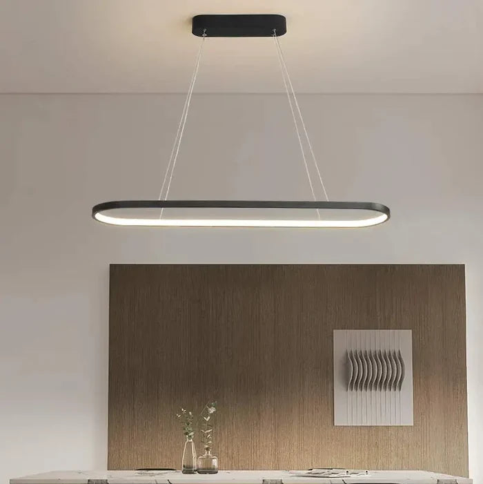 Suspension métal anneau ovale design moderne