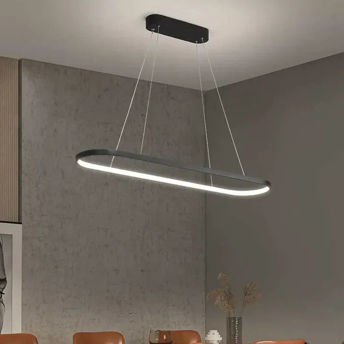 Suspension métal anneau ovale design moderne