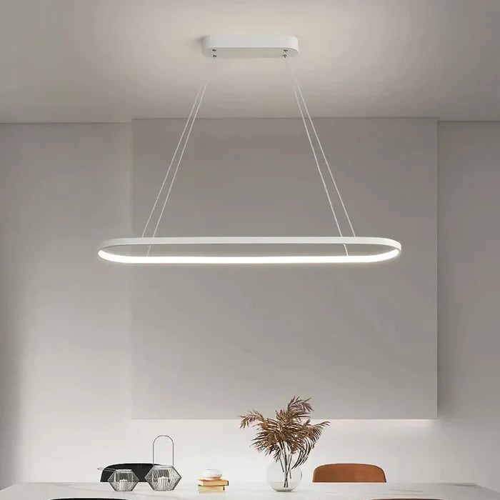 Suspension métal anneau ovale design moderne