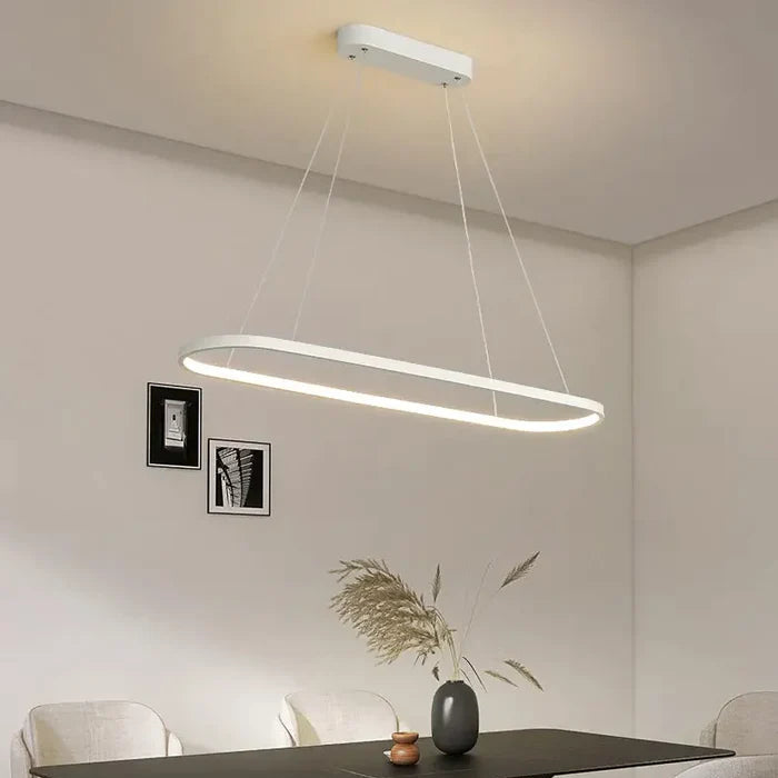 Suspension métal anneau ovale design moderne