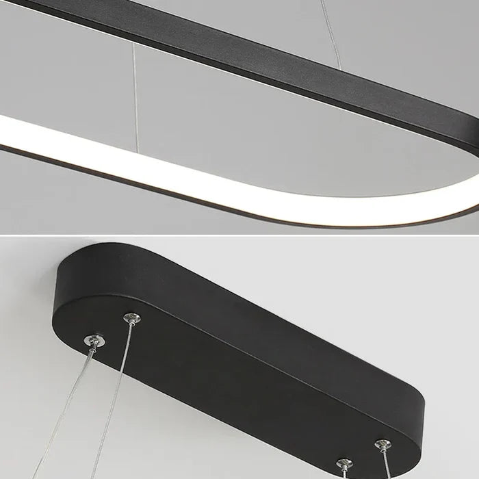 Suspension métal anneau ovale design moderne
