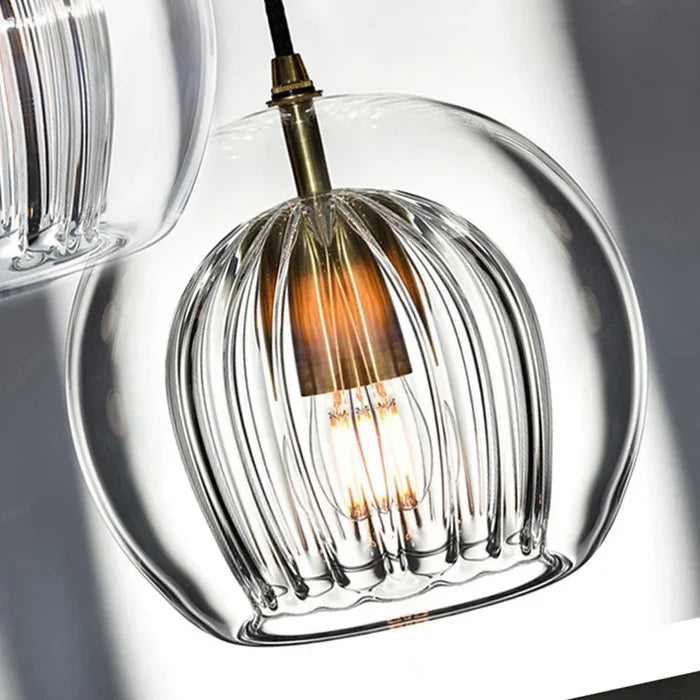 Suspension vintage double cloche en verre
