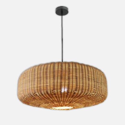 Suspension rotin tressé ovale moderne