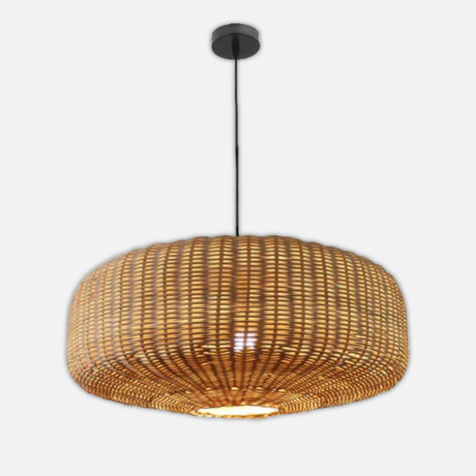 Suspension rotin tressé ovale moderne