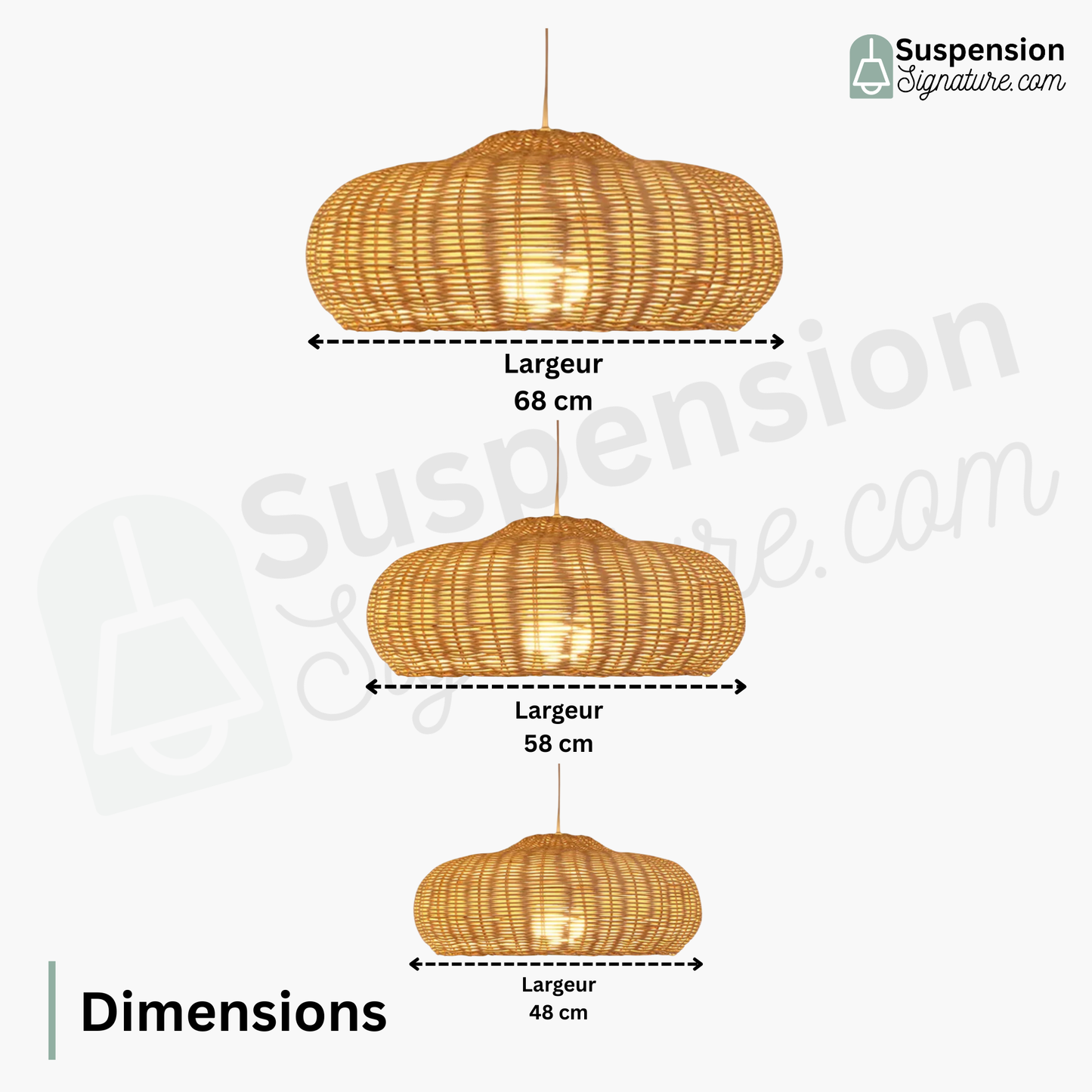 Suspension rotin design champignon vintage