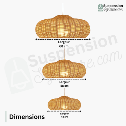 Suspension rotin design champignon vintage