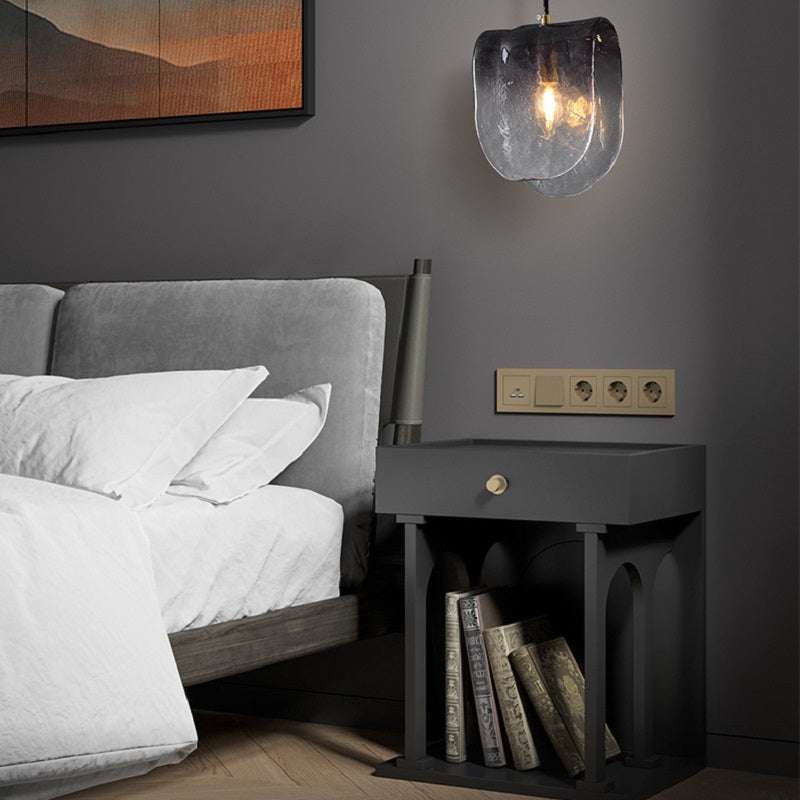 Suspension verre givré gris plié moderne