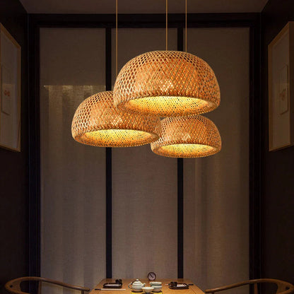 Suspension rotin allongée naturelle vintage