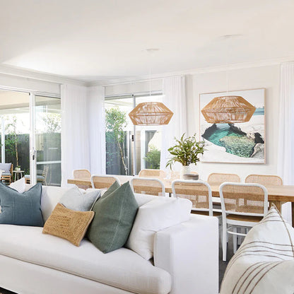 Suspension rotin design géométrique scandinave