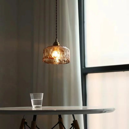 Suspension laiton et verre fumé design vintage cloche