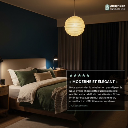 Suspension japonaise Noguchi en papier blanc globe de style moderne