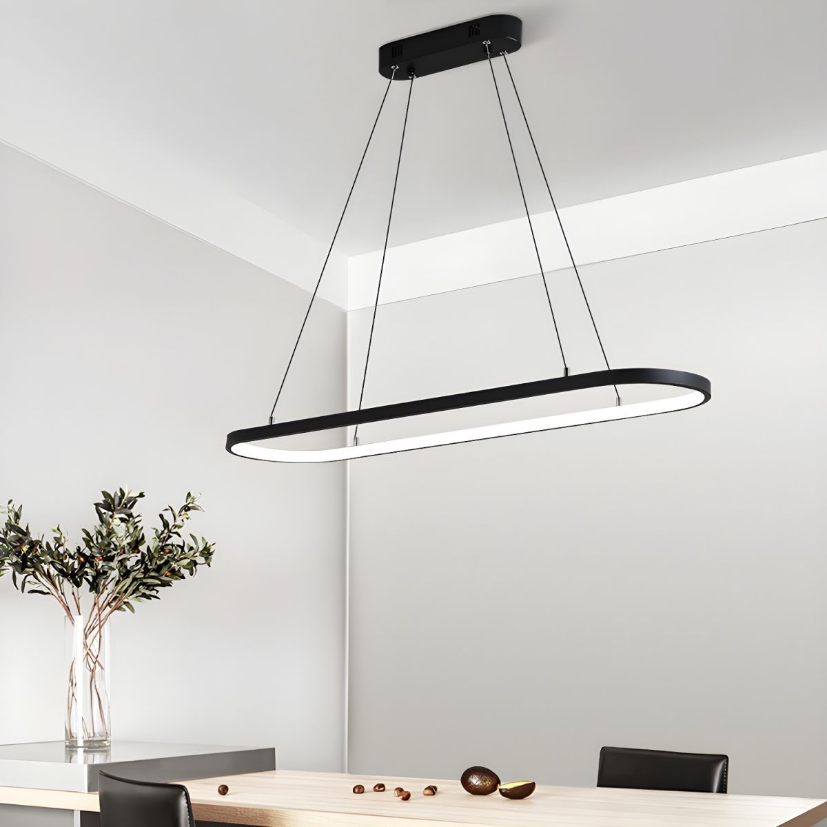 Suspension métal anneau ovale design moderne