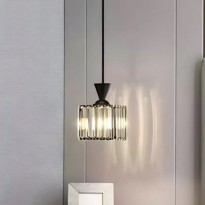 Suspension rainurée cristal art déco carré