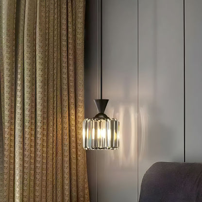 Suspension rainurée cristal art déco carré