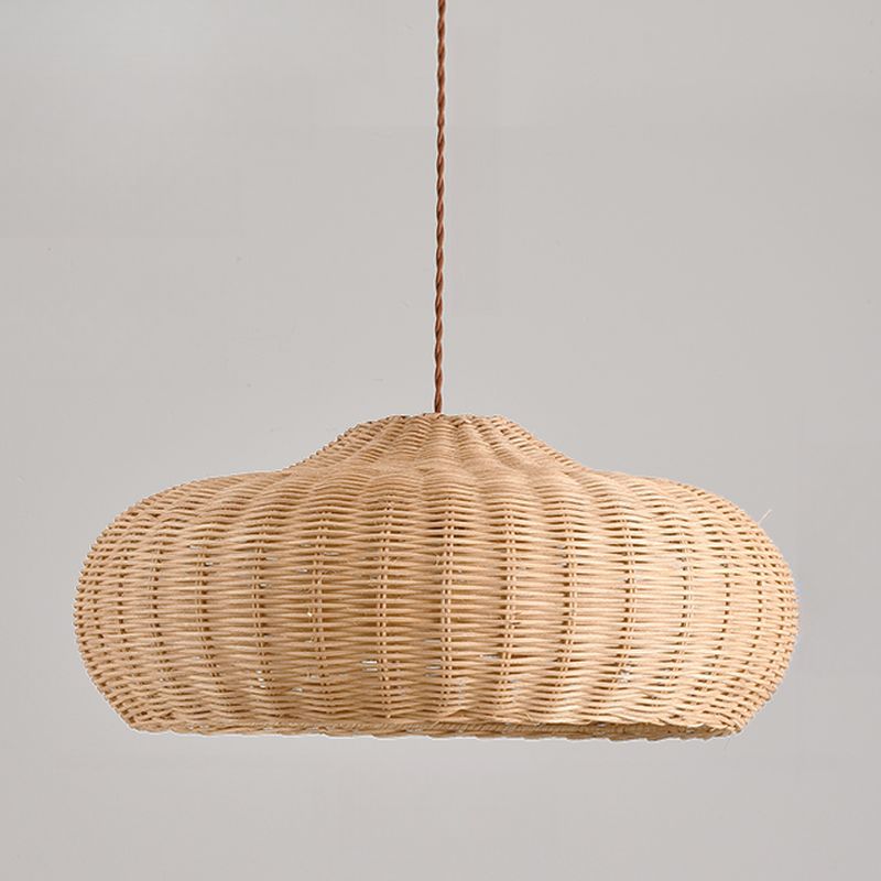 Suspension rotin design champignon vintage