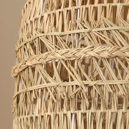 Suspension double cylindres en osier raphia bohème